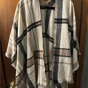 Old Navy Beige and Black Plaid Shawl